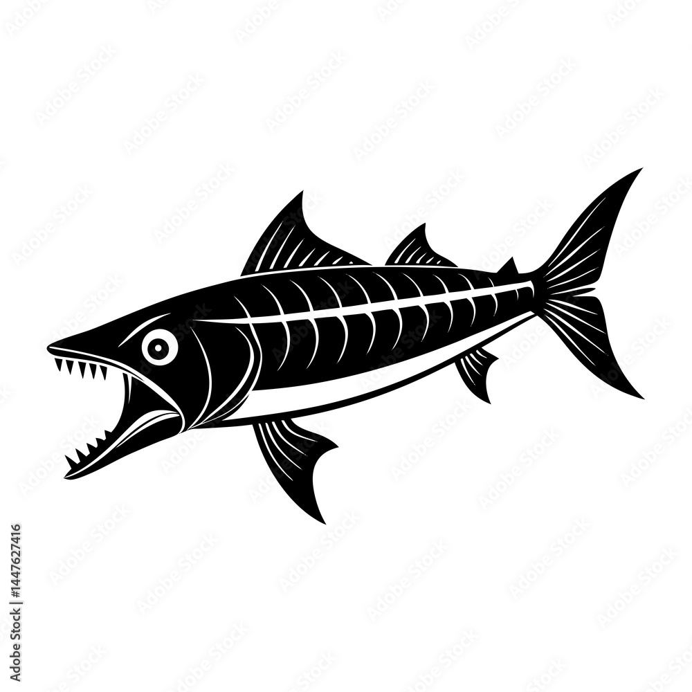 Barracuda Silhouette with Sharp Teeth Detail Barracuda Silhouette with Sharp Teeth Detail