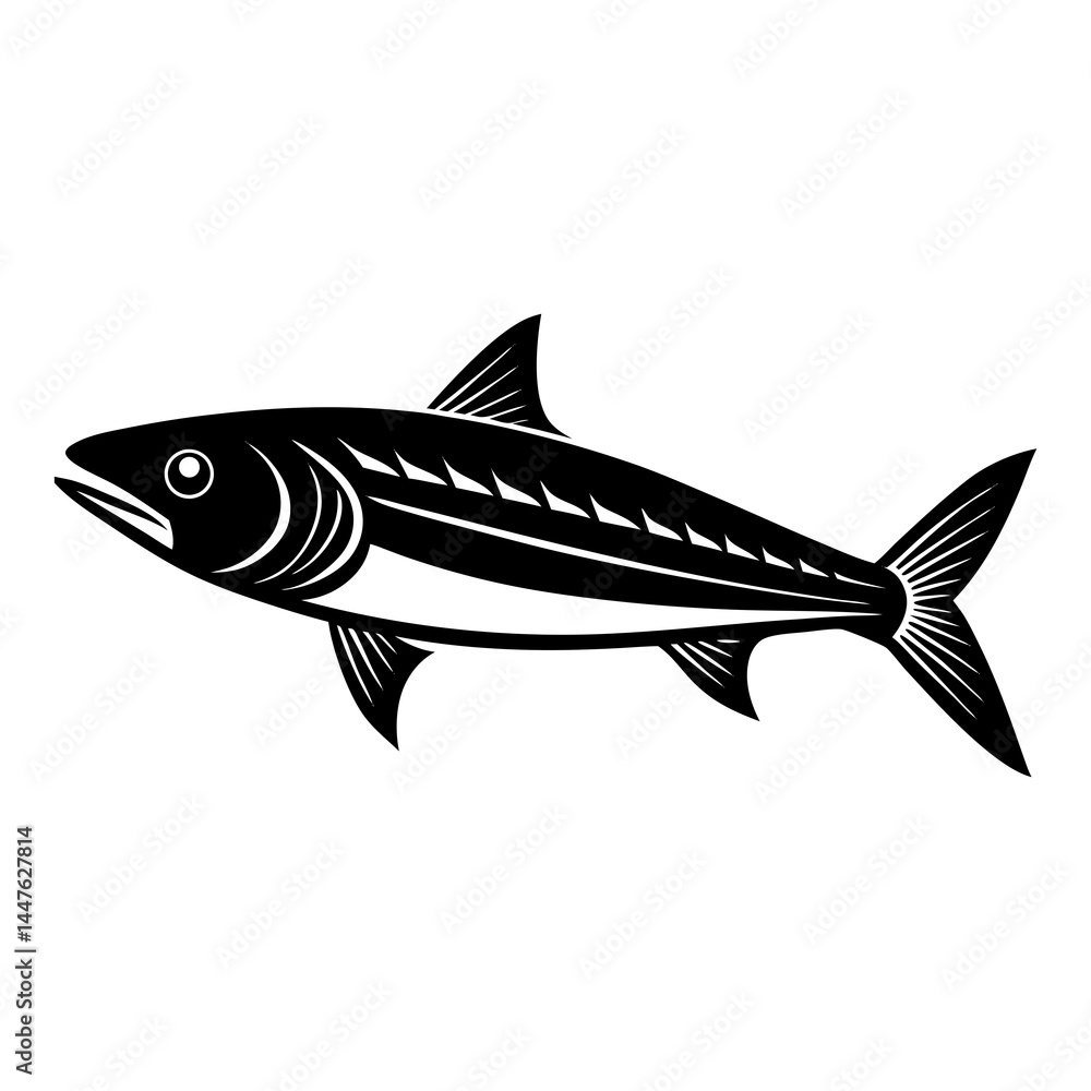 Fototapeta premium Streamlined Mackerel Fish Silhouette