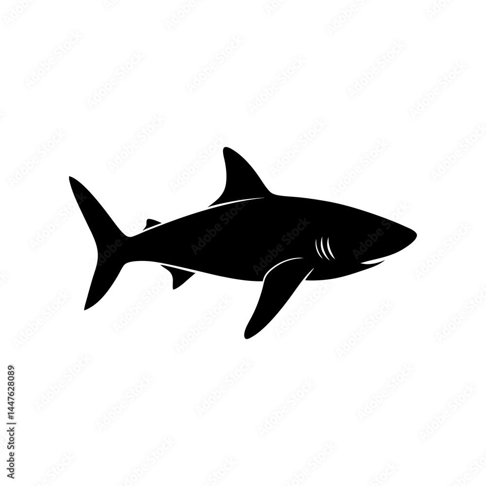 Fototapeta premium Reef Shark Silhouette Swimming Side View