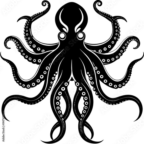 Octopus Silhouette with Spread Tentacles