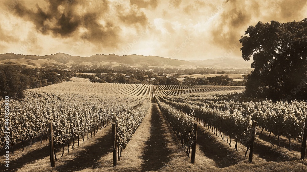 Fototapeta premium Capturing the Timeless Beauty of Wine Country in Soft Hues