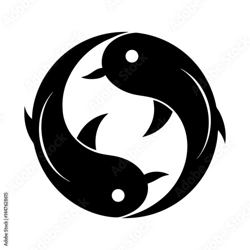Yin Yang Made of Two Fish Silhouettes