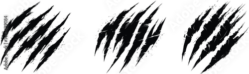 Aggressive claw marks tearing through the space with a retro scratch marks vector