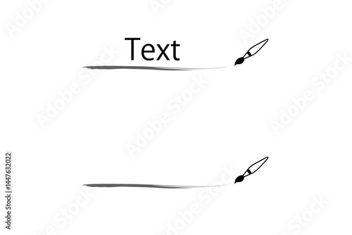 上にテキストを入力するための、手書き風の線とペン
