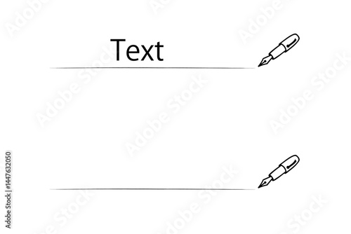 上にテキストを入力するための、手書き風の線とペン
