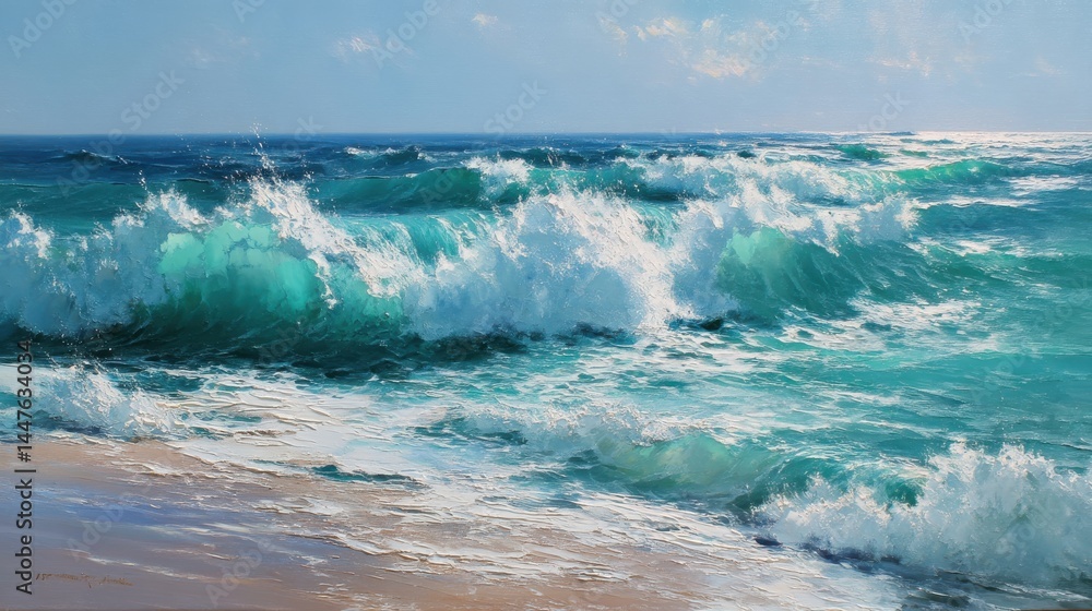 Feel the energy of powerful waves crashing onto the shore Feel the energy of powerful waves crashing onto the shore