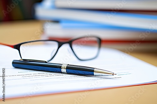 Wallpaper Mural Glasses, pen, and documents on a desk Torontodigital.ca