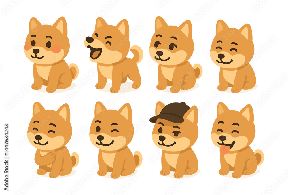 Adorable dog expressions icons set – happy, cheeky, playful, tongue out, winking Adorable dog expressions icons set – happy, cheeky, playful, tongue out, winking