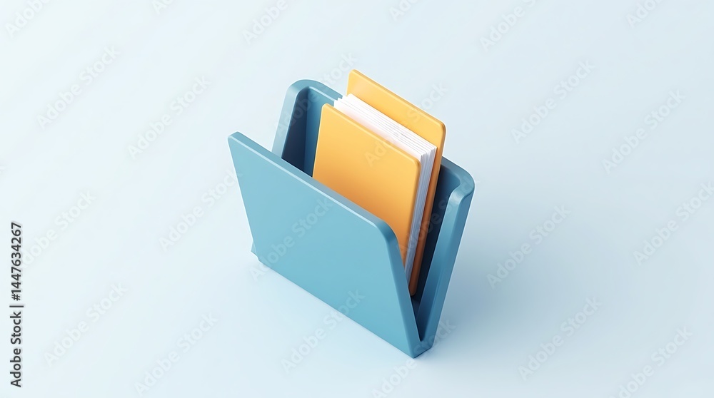 Folder with files, 3D rendered vector icon, isometric style Folder with files, 3D rendered vector icon, isometric style