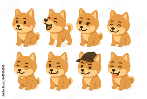 Adorable dog expressions icons set – happy, cheeky, playful, tongue out, winking