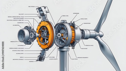 Detailed diagram of wind turbine internal components