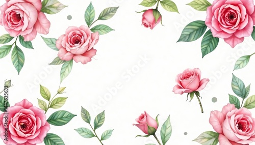 Wallpaper Mural Delicate watercolor roses & leaves, repeating seamlessly , design, texture, vintage Torontodigital.ca