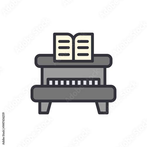 Piano colored icons, minimalist vector illustration ,simple transparent graphic element .Isolated on white background
