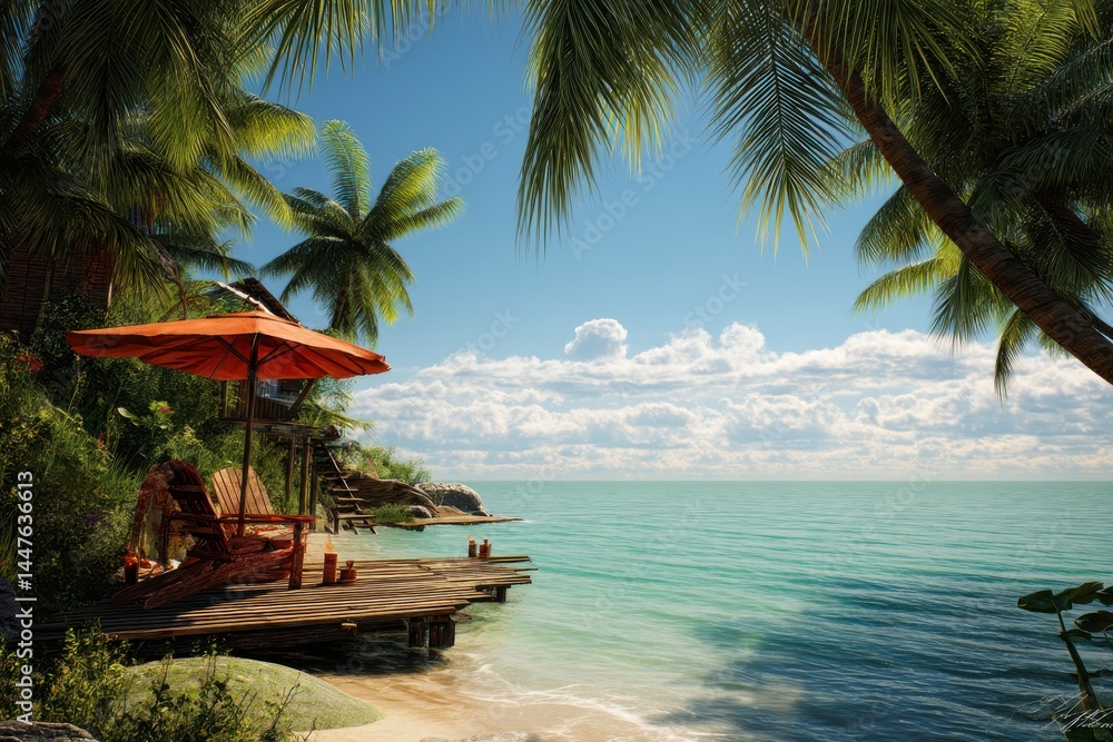 Fototapeta premium A tropical escape where worries melt away