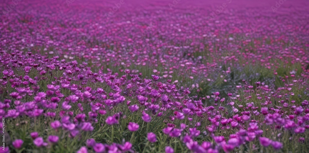 Vast purple flower field, one flower highlighted, vibrant, single, petals Vast purple flower field, one flower highlighted, vibrant, single, petals