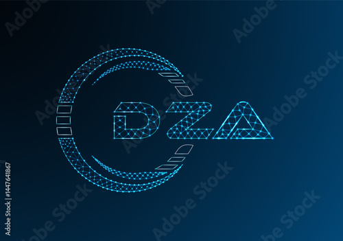 DZA low poly letter logo vector design. DZA lower poly logo design.