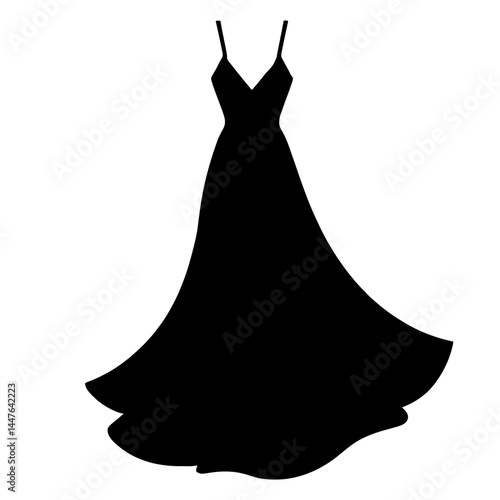 Minimalist black silhouette of a maxi dress symbolizing breezy summer style