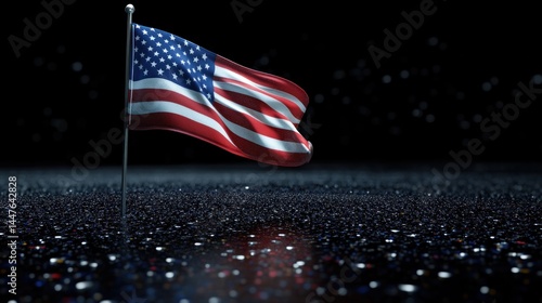 American flag waving in the dark photo