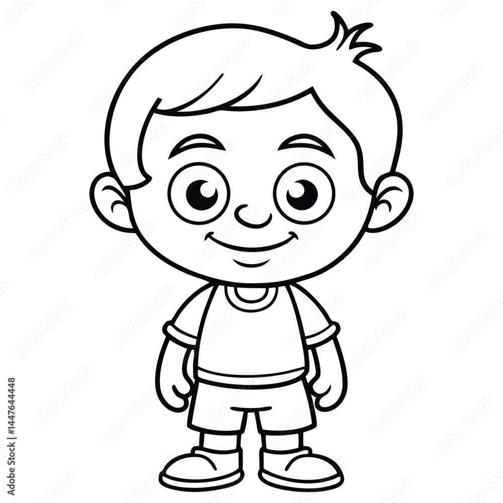 Outline of a Cute Little Boy cartoon character Outline of a Cute Little Boy cartoon character