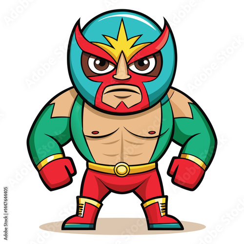 Mexican Wrestler Cartoon character on white background