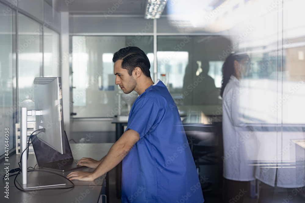 Medical Professional Concentrated on Computer Work Medical Professional Concentrated on Computer Work