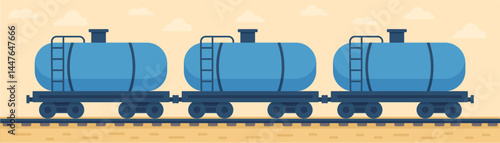 Railroad tank car transport vector illustration. 
Flat cargo design.