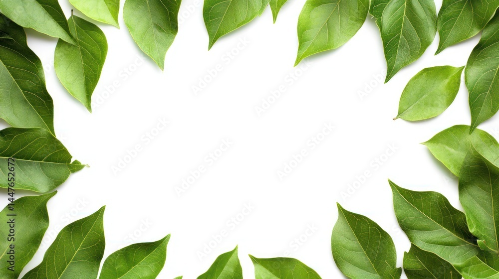 Fototapeta premium Vibrant Green Leaves Frame: A Nature Inspired Design