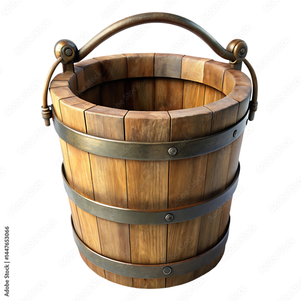Wooden Bucket Stock Photo: Rustic Well Bucket Image Wooden Bucket Stock Photo: Rustic Well Bucket Image