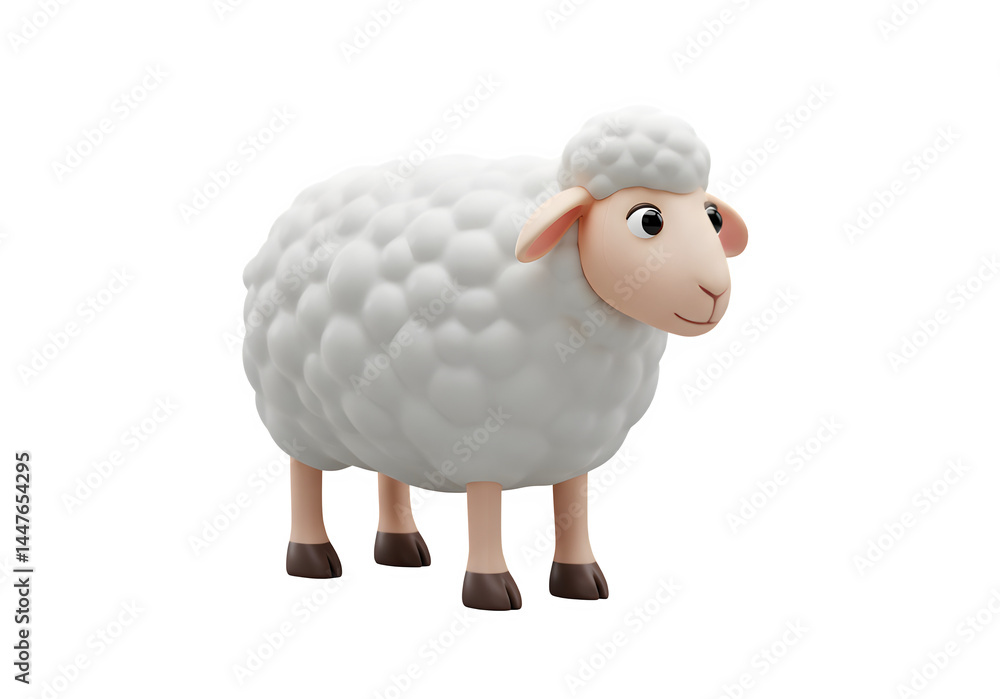Cute 3D Cartoon White Sheep Looking Right for Eid - Adorable Standing Qurbani Farm Animal Character, Isolated Transparent Background PNG Cute 3D Cartoon White Sheep Looking Right for Eid - Adorable Standing Qurbani Farm Animal Character, Isolated Transparent Background PNG