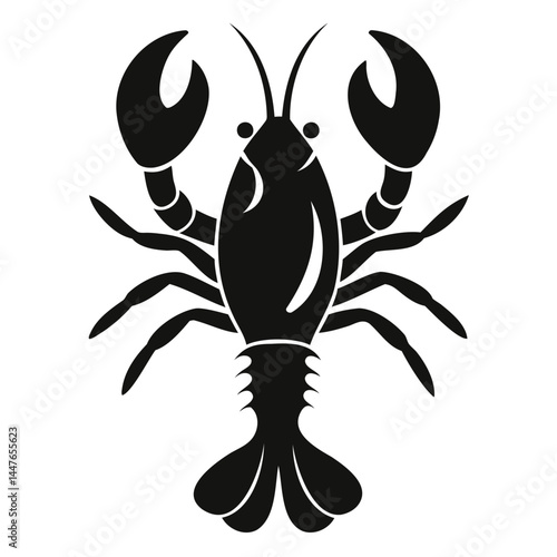 Black silhouette of a lobster vector illustration seafood animal crustacean marine life ocean sea crawfish design isolated on transparent background