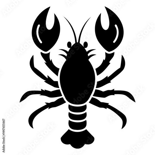 Black silhouette of a crawfish crayfish lobster seafood animal crustacean aquatic icon vector illustration isolated on transparent background