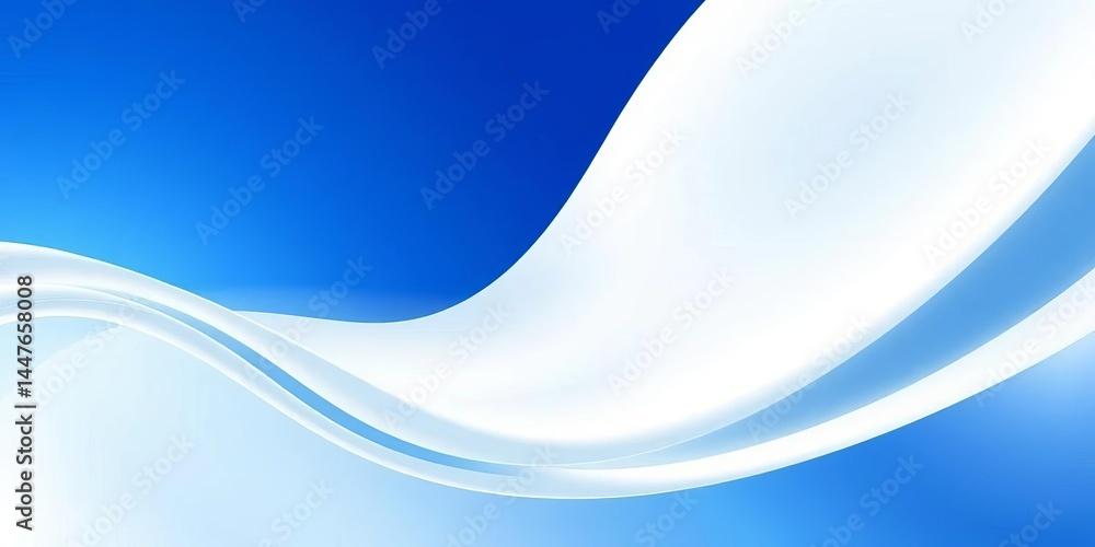 Obraz premium Abstract white & blue curves, smooth texture, modern graphic design element, swirl, bright