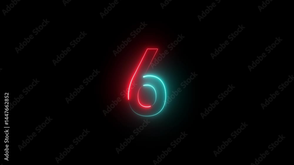 A neon 6 text icon animation features vibrant, glowing letters that flicker and pulse with dynamic color transitions, creating a captivating, energetic effect in a futuristic style A neon 6 text icon animation features vibrant, glowing letters that flicker and pulse with dynamic color transitions, creating a captivating, energetic effect in a futuristic style