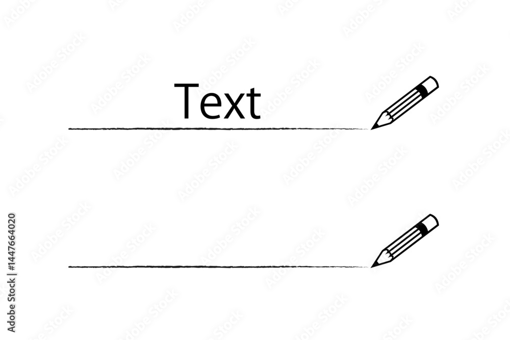 上にテキストを入力するための、手書き風の線と、鉛筆
上にテキストを入力するための、手書き風の線と、鉛筆