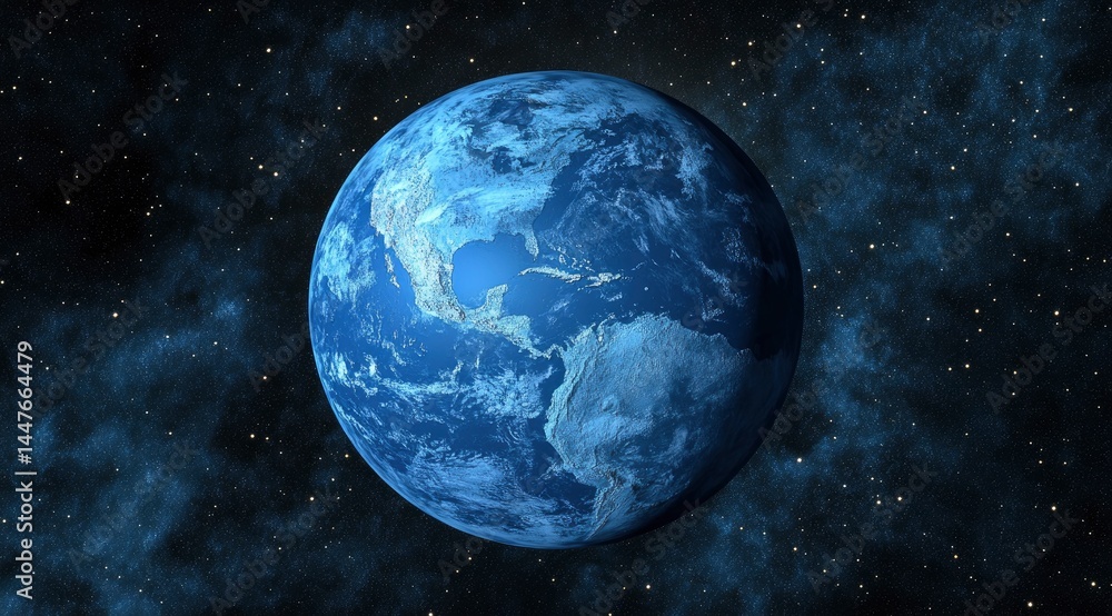 Obraz premium Earth: A Celestial Blue Marble in Deep Space
