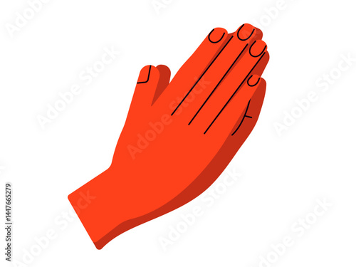 Folded hands. Praying arms. Praying to God or being thankful. Vector illustrations isolated on white background