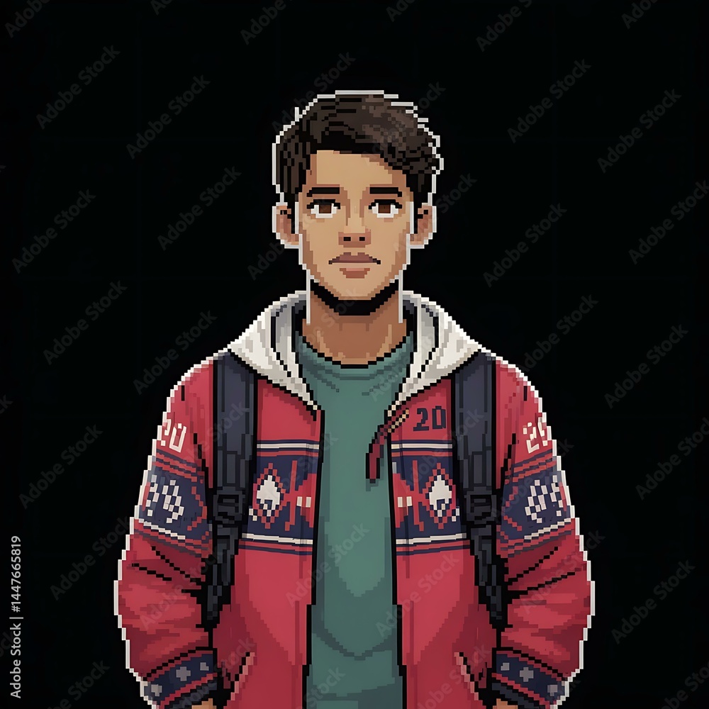 a pixel pixel art of a man in a red jacket a pixel pixel art of a man in a red jacket