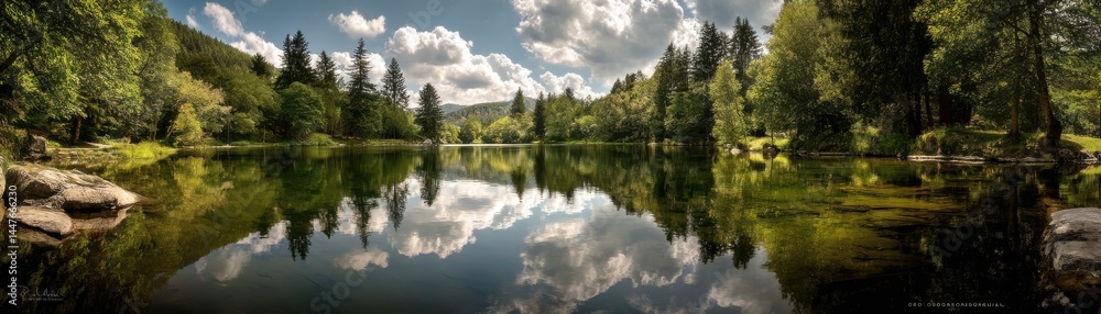 Obraz premium The perfect mirror of nature reflections on water