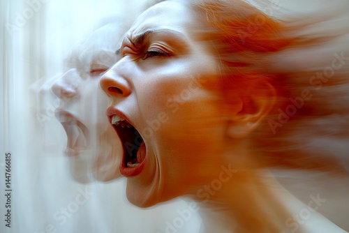 Obraz na płótnie Feeling bad. Severe condition. Health challenge. Metaphorical jaw pain emotions of a disease and suffering. Suffering alone. Pain of disorder - jaw pain: abstract image of human state. w salonie