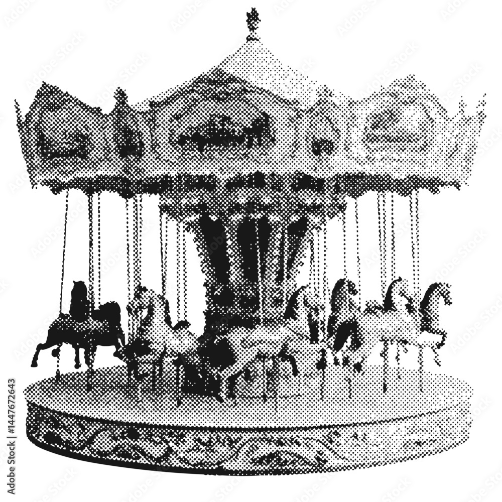 carnival carousel halftone grunge vector design element