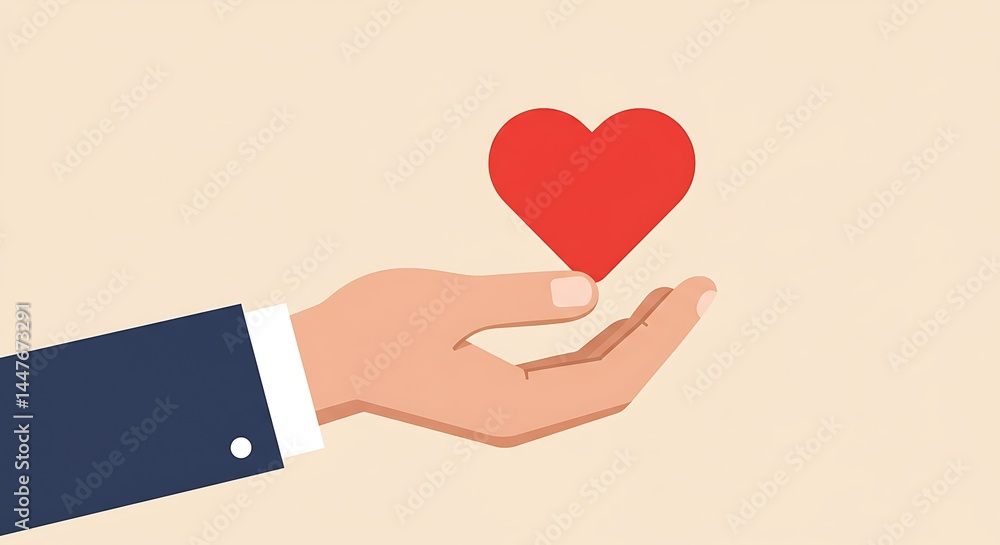 Hand Offering a Heart: Symbol of Care, Charity, and Love Hand Offering a Heart: Symbol of Care, Charity, and Love