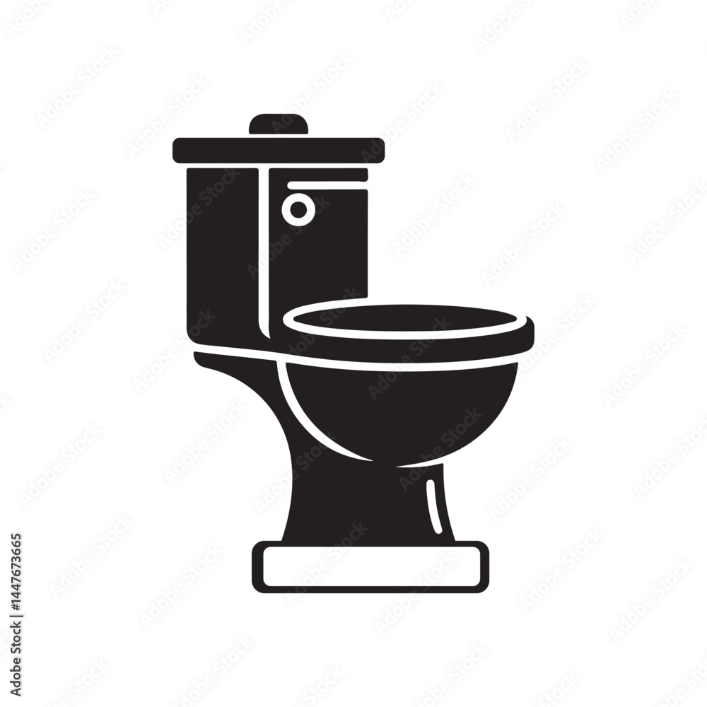 Toilet Silhouette Vector Illustration, Solid White Background. Toilet Silhouette Vector Illustration, Solid White Background.