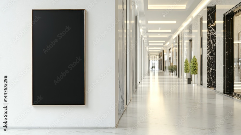Fototapeta premium Blank advertising panel in a modern hallway