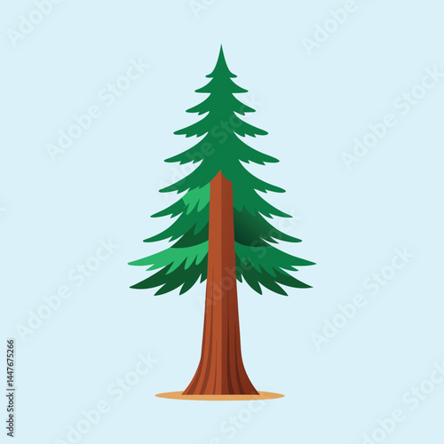 Stylized Evergreen Tree with Simple Design and Light Blue Background
