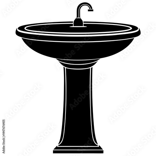 A sleek vector silhouette of a bathroom sink, branding, 
