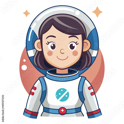 Young Girl Astronaut isolated on white background