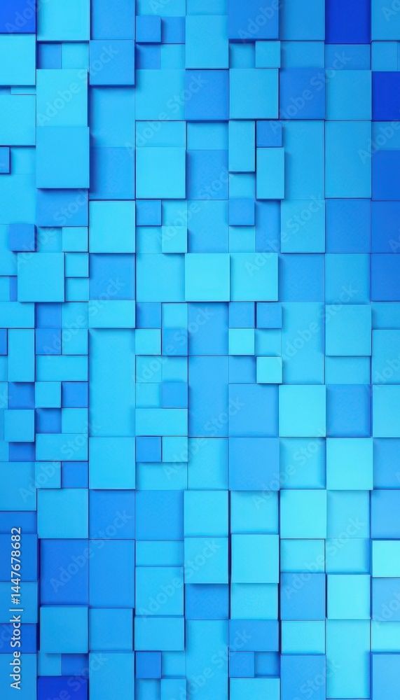 Abstract background of varying sized blue squares, creating a dynamic geometric pattern, clean, teal Abstract background of varying sized blue squares, creating a dynamic geometric pattern, clean, teal