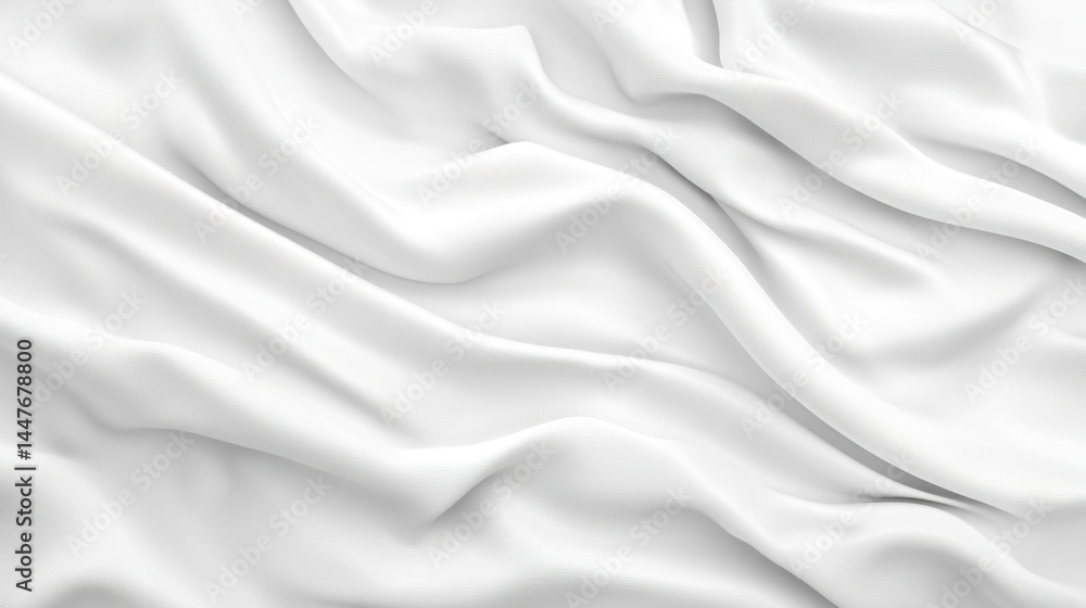 Soft, smooth white fabric drapes in elegant folds Soft, smooth white fabric drapes in elegant folds