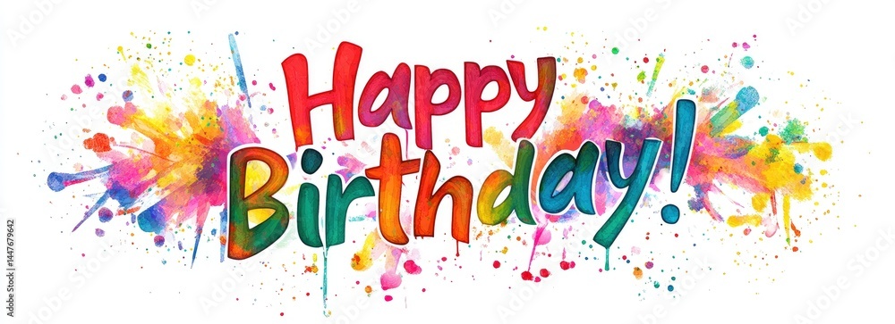 Joyful Watercolor 'Happy Birthday!' Splashes Joyful Watercolor 'Happy Birthday!' Splashes