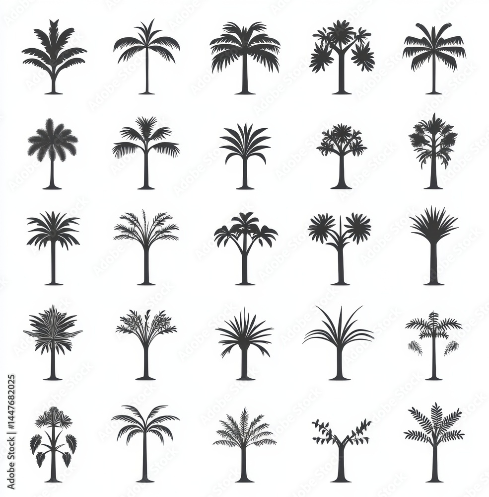 set of palm trees set of palm trees